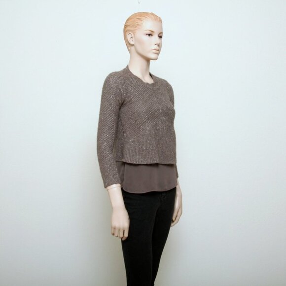 Lucky Brand Shimmer Pointelle Knit Sweater Gray Women Size XS - Picture 2 of 15